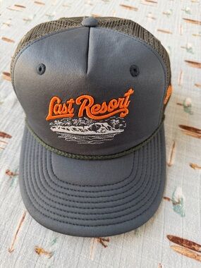Hemlock Hat Co. “Last Resort”Embroidered Trucker Hat - Olive